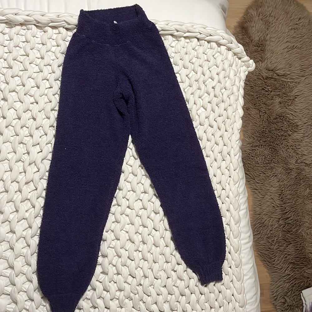 Fuzzy dark purple lounge set from the daily practice